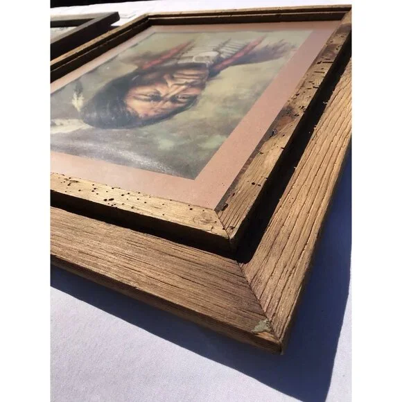 Vtg 70s BILL HAMPTON Art Print Native American Indian Western Framed 25x21 - Picture 7 of 15